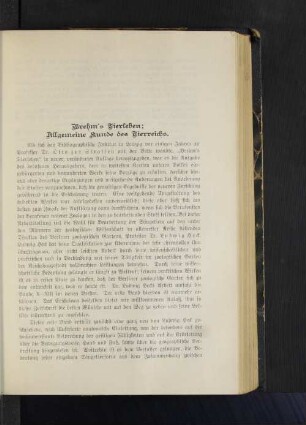 Brehm's Tierleben: Allgemeine Kunde des Tierreichs.