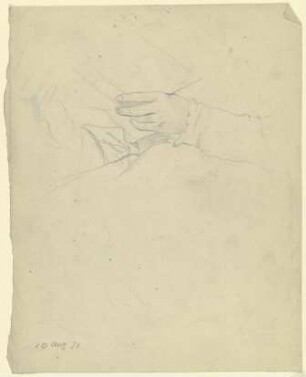 Luise Scholderer, ein Buch lesend, Detail der Hand