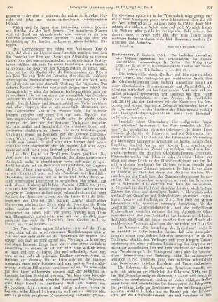 676-677 [Rezension] Eichenseer, Caelestis, Das Symbolum apostolicum beim Heiligen Augustinus