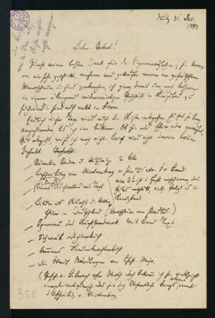 Brief vom 31. Dec. 1883