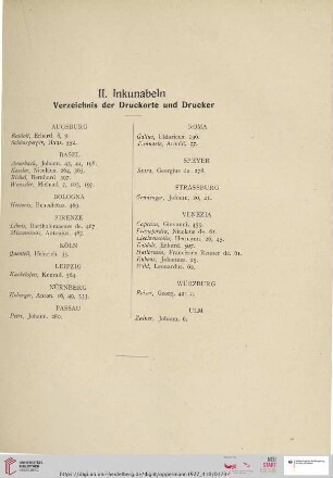 II. Inkunabeln