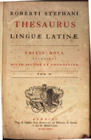 Roberti Stephani Thesaurus Linguae Latinae, 4