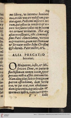 Alia Precatio breuior