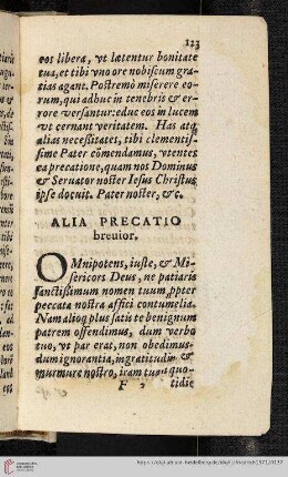 Alia Precatio breuior