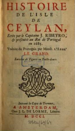 Histoire De L'Isle De Ceylan