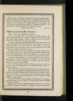 Erstürmung montenegrinischer Grenzberge.
