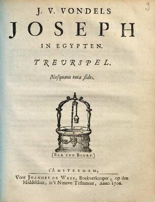 J. v. Vondels Joseph in Egypten : Treurspel