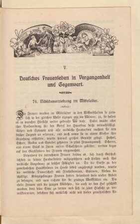 V. Deutsches Frauenleben in Vergangenheit und Gegenwart