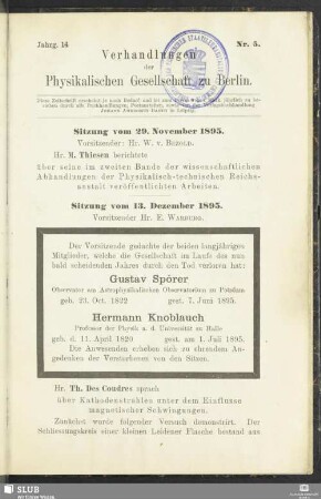 Sitzung vom 29. November 1895