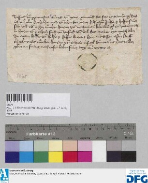 Wilhelm Bauholczer kündet von wegen Junker Hannsen von Riethain zu Kaltenburg der Stadt Nürnberg Fehde an. - Siegler: Hanns von Riethain.
