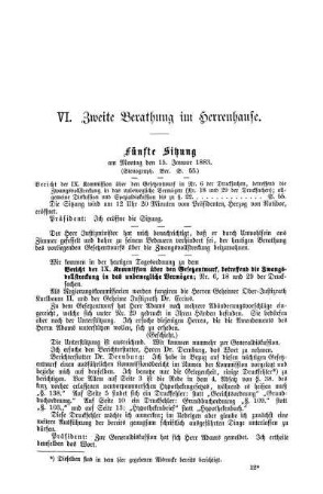 Fünfte Sitzung am Montag den 15. Januar 1883.