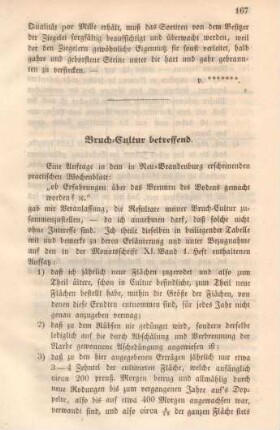 Bruch-Cultur betreffend.