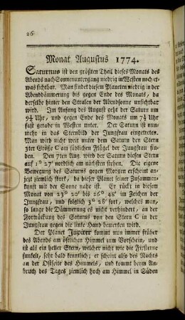 Monat Augustus 1774.