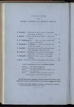 Indice Delle Materie Contenute Nel Presente Fascicolo