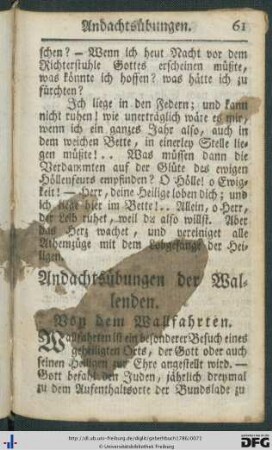 Andachtsübungen der Wallenden.