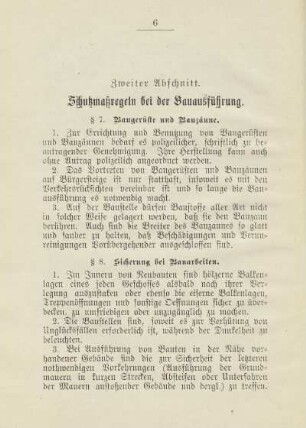 Zweiter Abschnitt. Schutzmaßregeln bei der Bauausführung