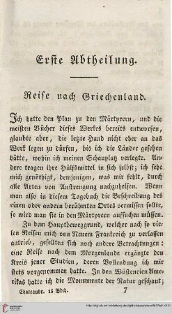 Erste Abtheilung: Reise nach Griechenland