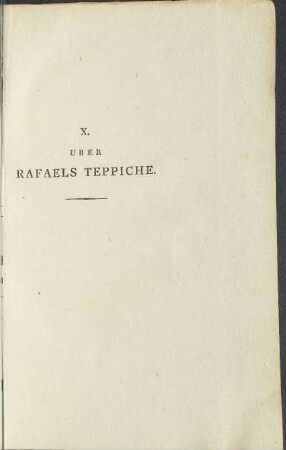 X. Uber Rafaels Teppiche