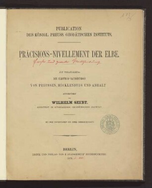 [1]: Präcisions-Nivellement der Elbe