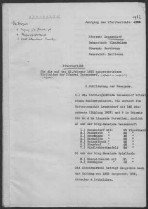 Leuzendorf: Pfarrbericht 1933