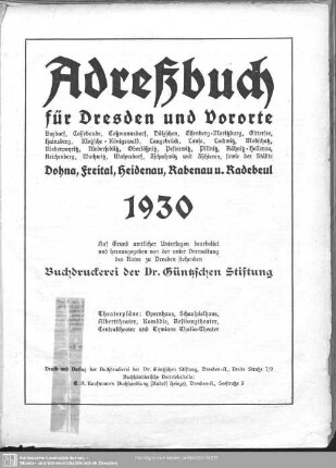 1930: Adreßbuch für Dresden und Vororte