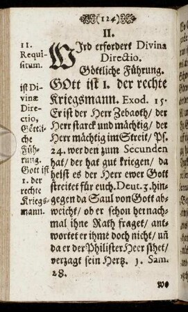 II. Requisitum. Wird erfordert Divina Directio. Göttliche Führung