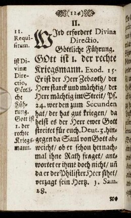 II. Requisitum. Wird erfordert Divina Directio. Göttliche Führung