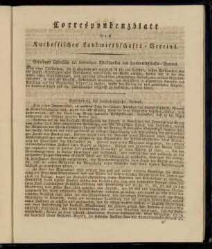 Correspondenzblatt des Kurhessischen Landwirthschafts-Vereins