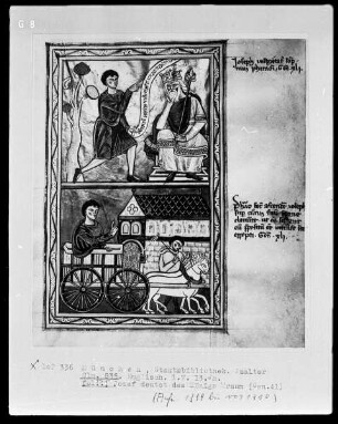 Psalterium mit Kalendarium — Bildseite mit zwei Miniaturen, Folio 15recto