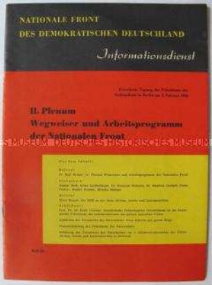 "Informationsdienst" der Nationalen Front mit Dokumenten des 11. Plenums 1966