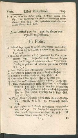 Libri omissi partim, partim studio huc rejecti miscellanei