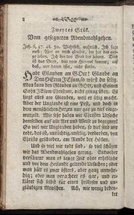 Zweytes Stük. Vom gesegneten Abendmahlgehen.