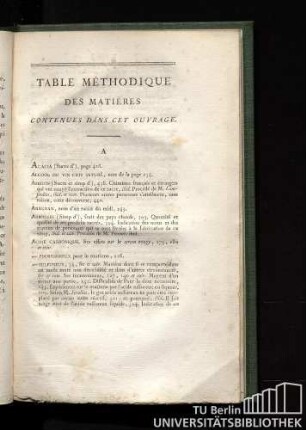 Table méthodique des matières contenues dans cet ouvrage