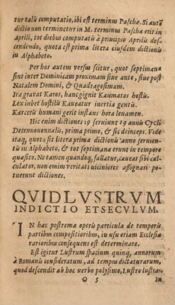 Qvid lvstrvm indictio et secvlum.