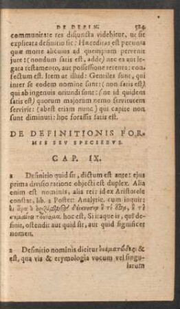 De Definitionis Formis Seu Speciebus. Cap. IX.