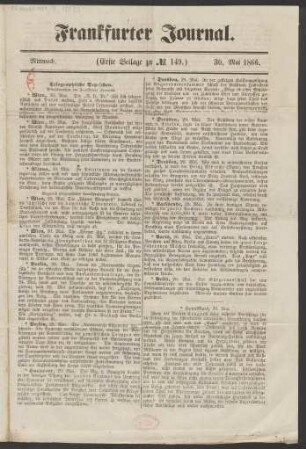 Frankfurter Journal. Erste Beilage zu Nr. 149