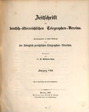 Zeitschrift des Deutsch-Österreichischen Telegraphen-Vereins. 8. 1861