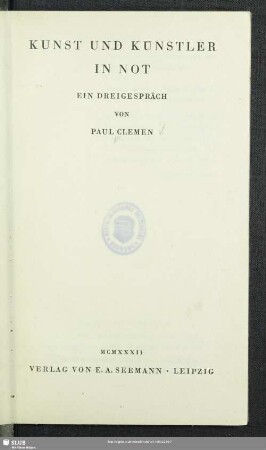 Kunst und Künstler in Not : ein Dreigespräch