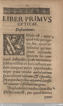 Liber Primus. Opticae.
