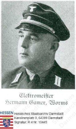 Gamer, Hermann (* 1899) / Porträt in NS-Uniform, Brustbild