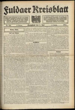 Erste Ausgabe vom Samstag, den 03. Juni 1911.