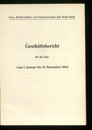 Geschäftsbericht / 1954