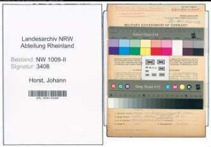 Entnazifizierung Johann Van Der Horst , geb. 22.05.1894 (Schreiner)