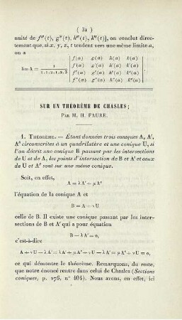 Sur un théorème de Chasles.