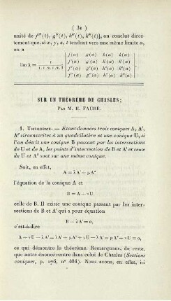 Sur un théorème de Chasles.