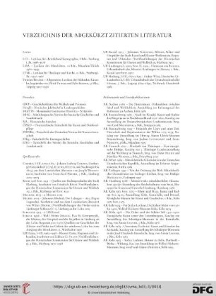 Verzeichnis der abgekürzt zitierten Literatur