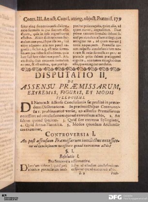 Disputatio II. De Assensu Præmissarum, Extremis, Figuris, Et Modis Syllogismi.