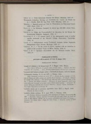 Pubblicazioni periodiche pervenute all' Accademia nel mese di giugno 1888.