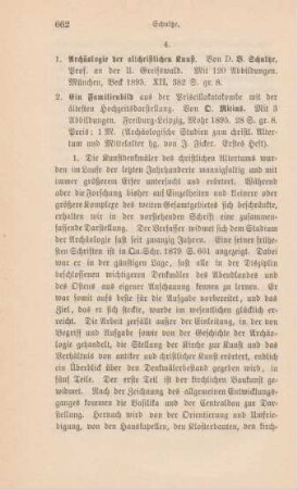 662-664 [Rezension] Schultze, Victor, Archäologie der altchristlichen Kunst