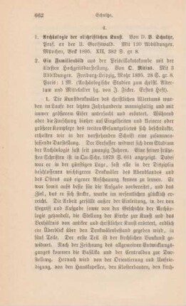 662-664 [Rezension] Schultze, Victor, Archäologie der altchristlichen Kunst